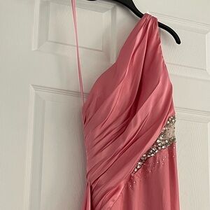 Mac Duggal Orange One Shoulder Prom Gown